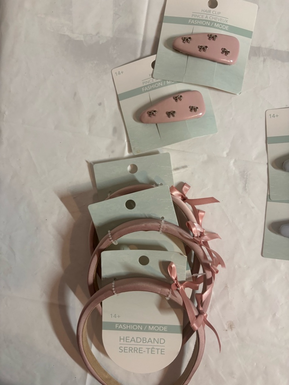 Fashion Pink Satin Headbands and Hair Clips Set